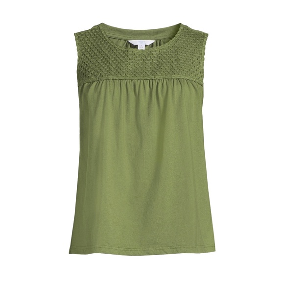 TIME and TRU Womens Sleeveless Smock Top Size Medium 8-10 Green Chili New - Picture 1 of 8